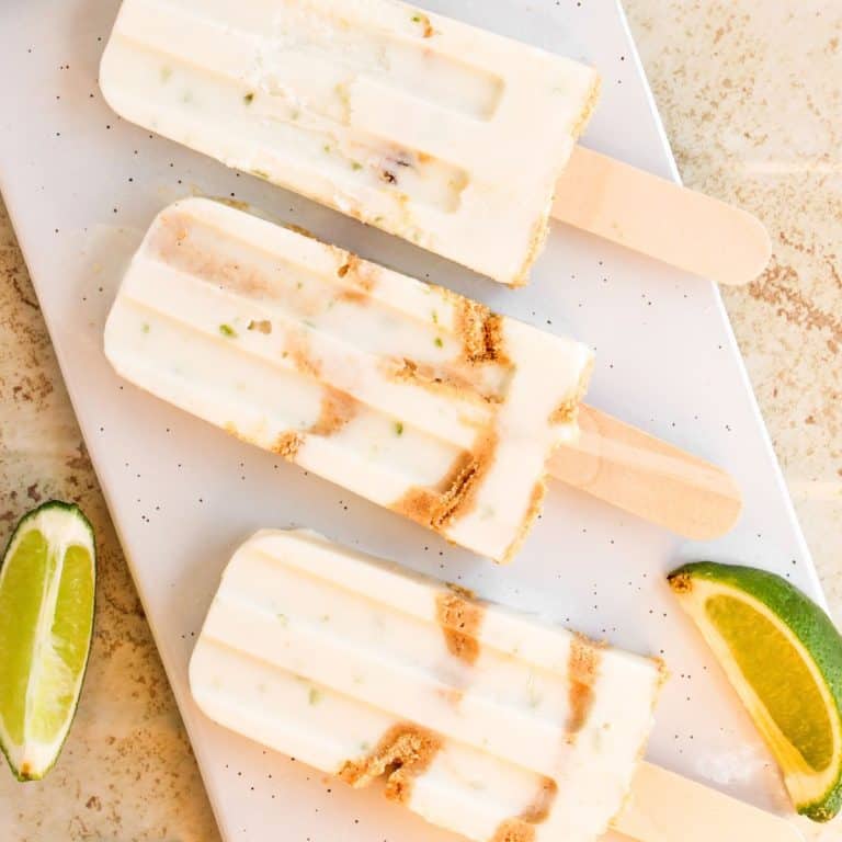 key lime popsicles on tray.
